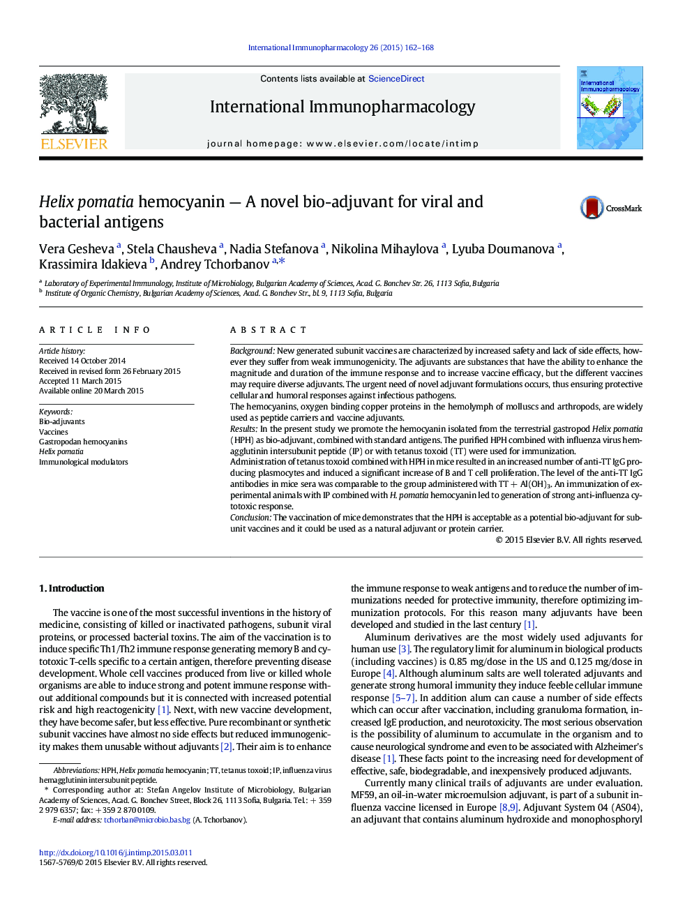 Helix pomatia hemocyanin — A novel bio-adjuvant for viral and bacterial antigens