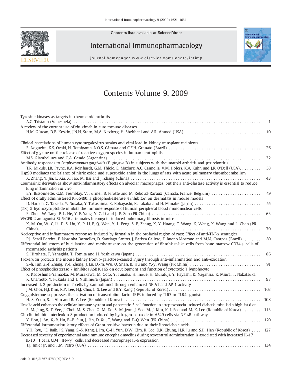 Contents of Volume