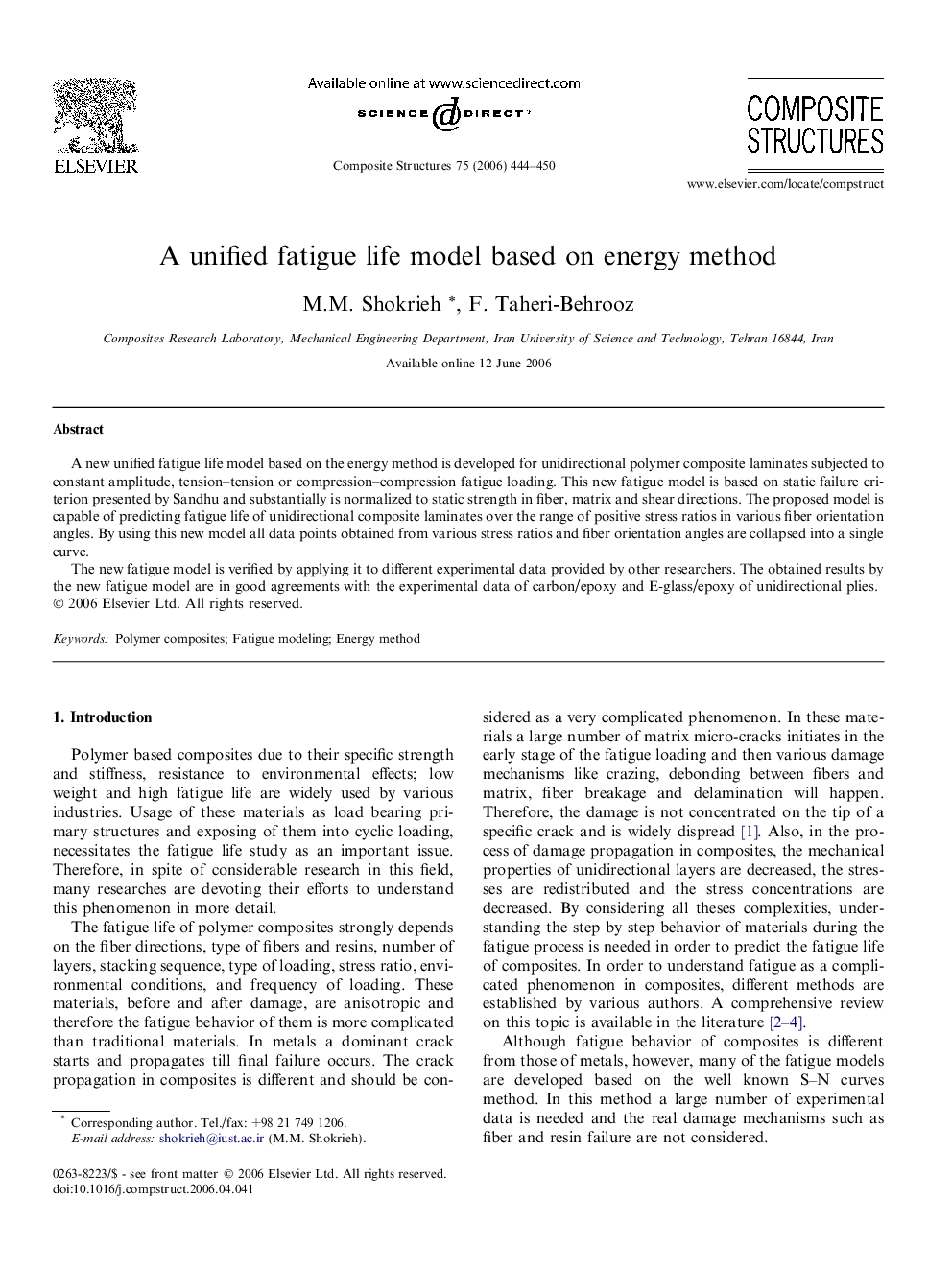 A unified fatigue life model based on energy method