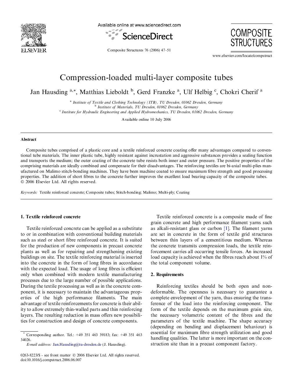 Compression-loaded multi-layer composite tubes