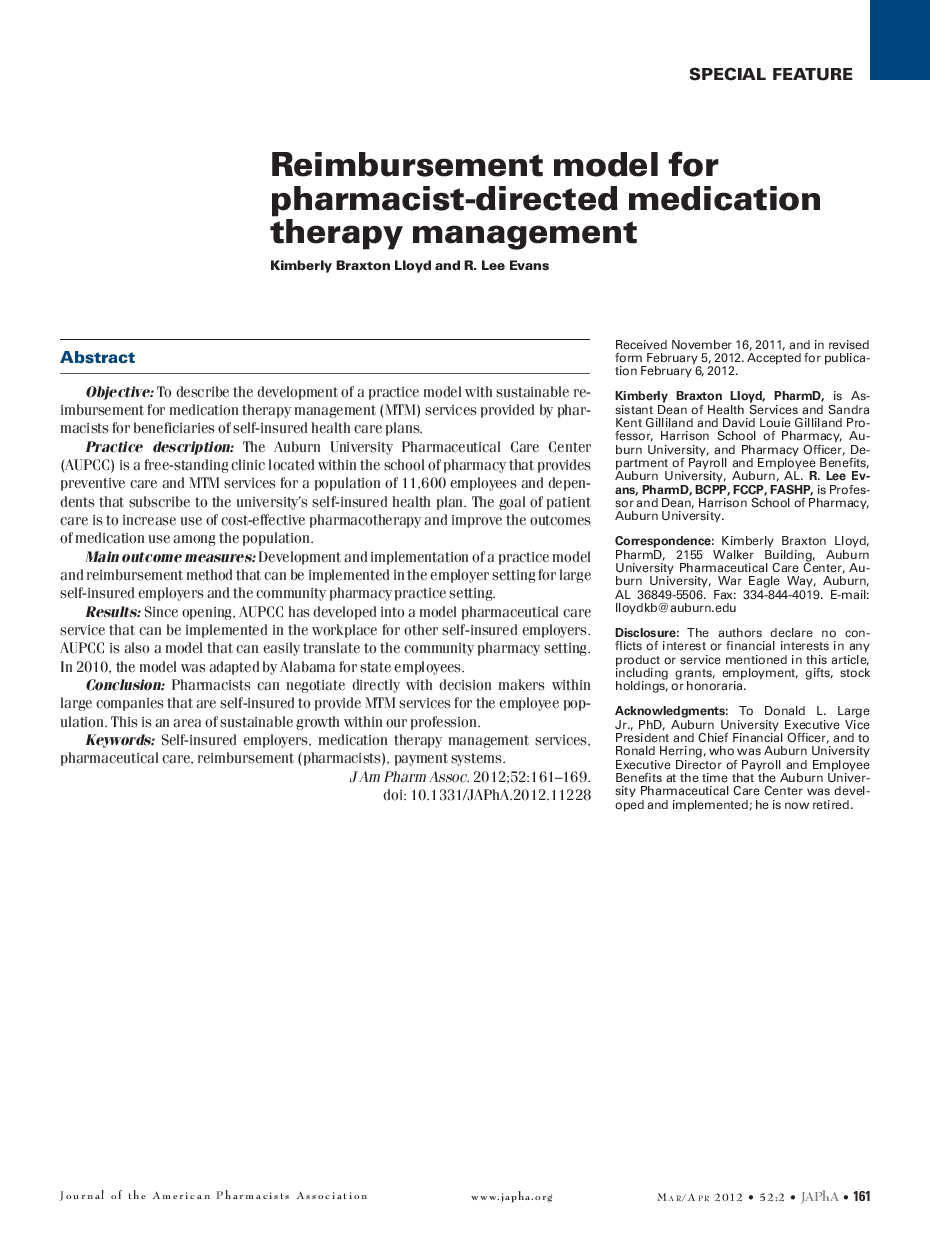 Reimbursement model for pharmacist-directed medication therapy management