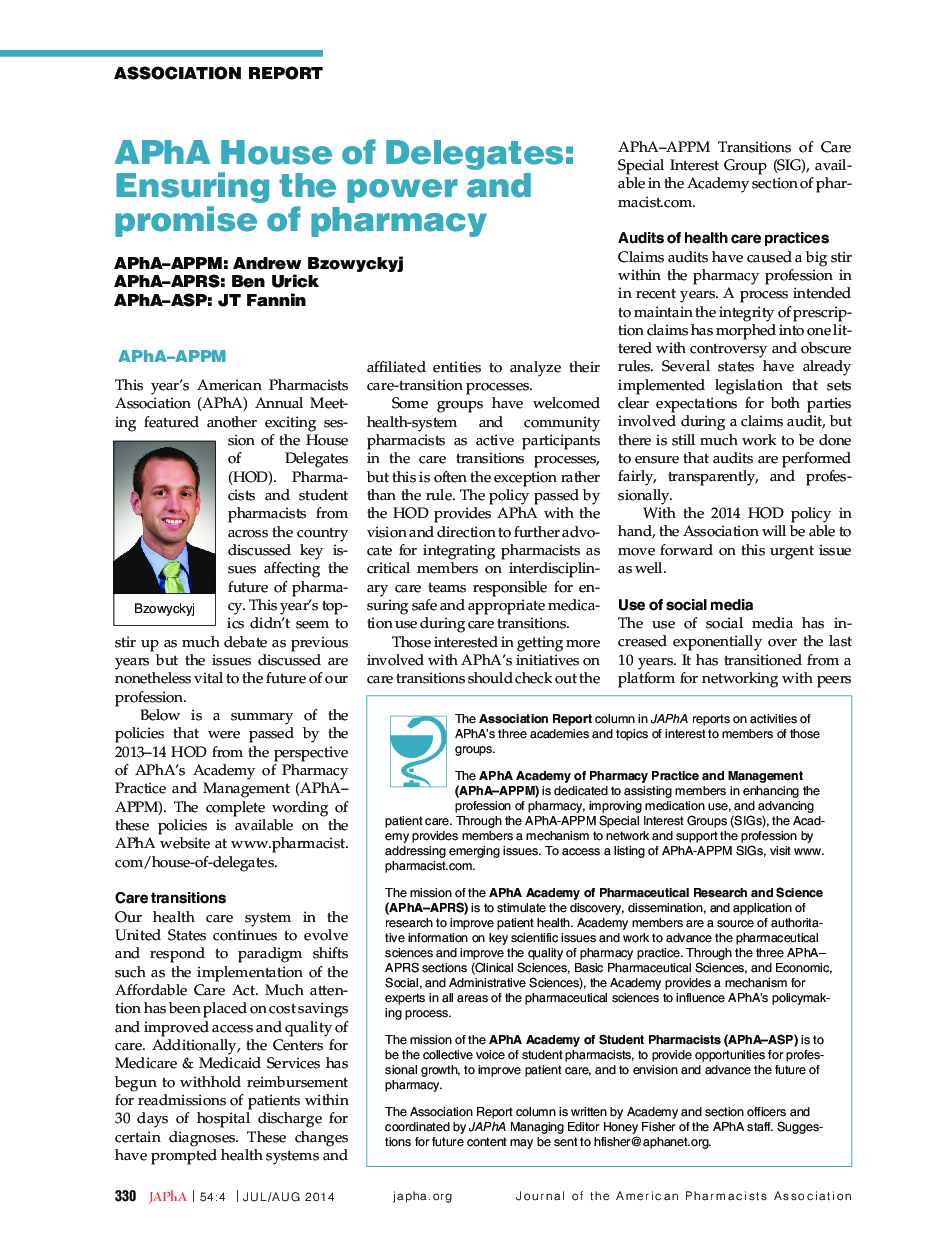 APhA House of Delegates: Ensuring the power and promise of pharmacy