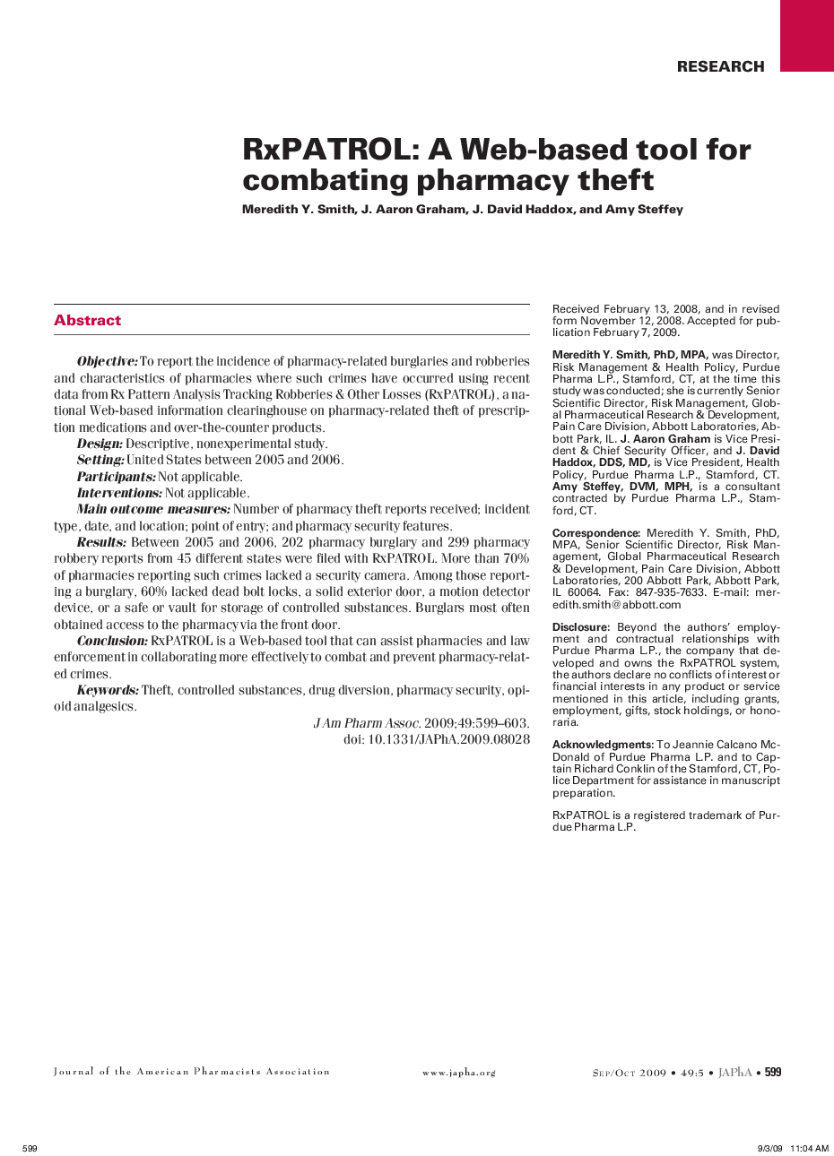 RxPATROL: A Web-based tool for combating pharmacy theft