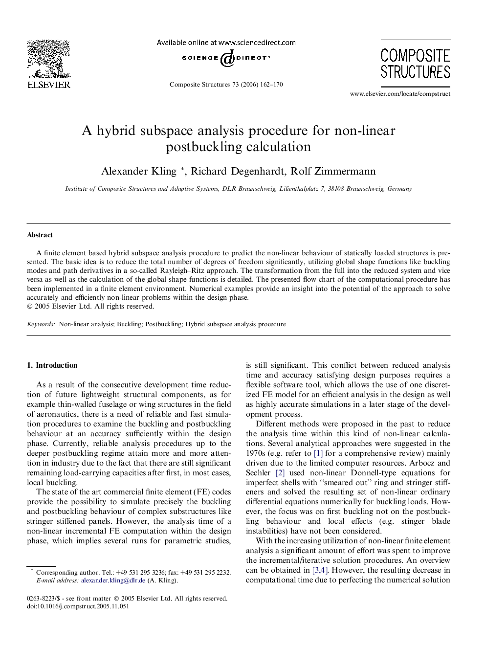 A hybrid subspace analysis procedure for non-linear postbuckling calculation