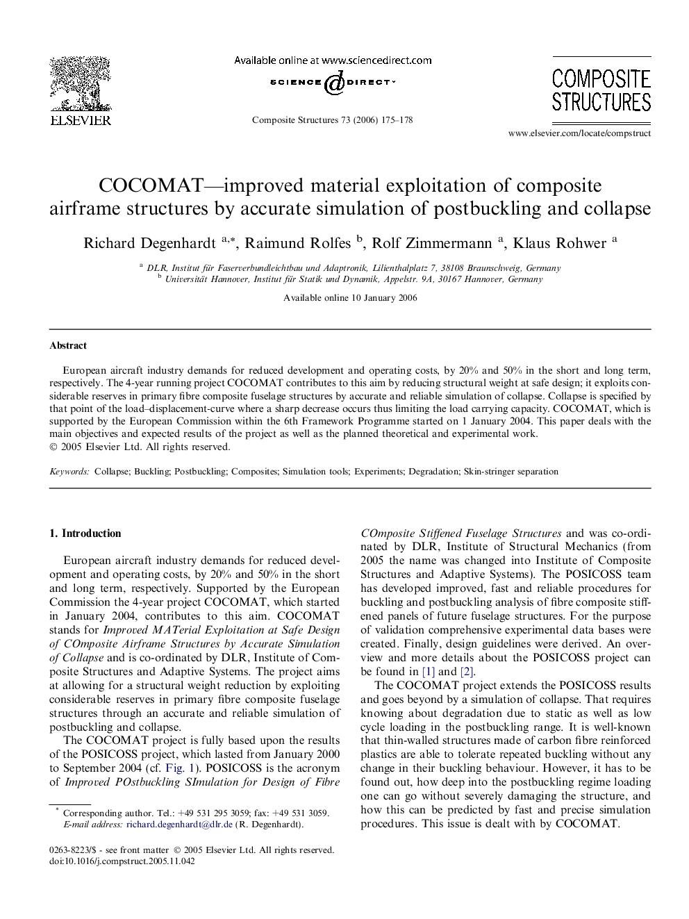 COCOMAT—improved material exploitation of composite airframe structures by accurate simulation of postbuckling and collapse