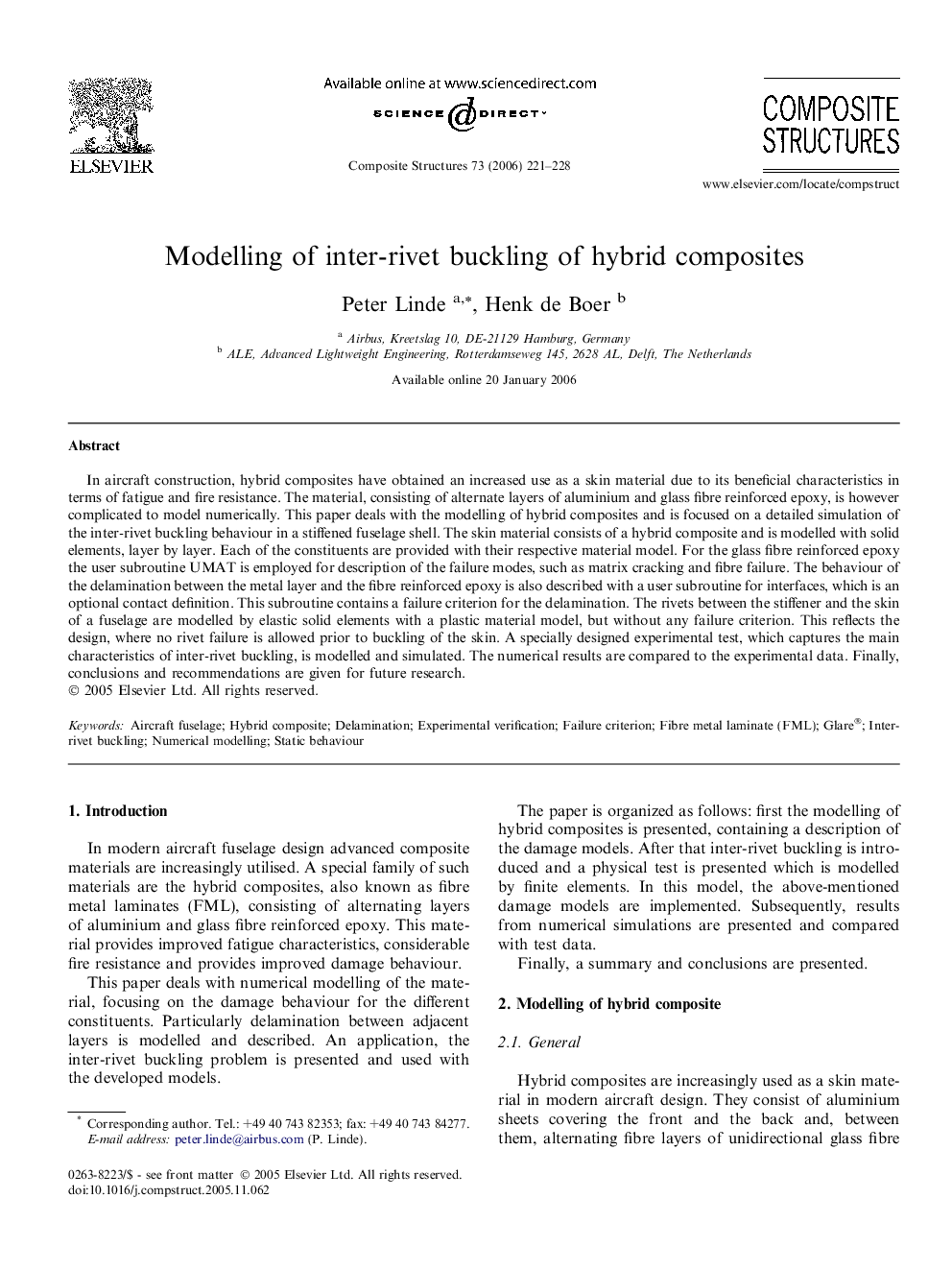 Modelling of inter-rivet buckling of hybrid composites