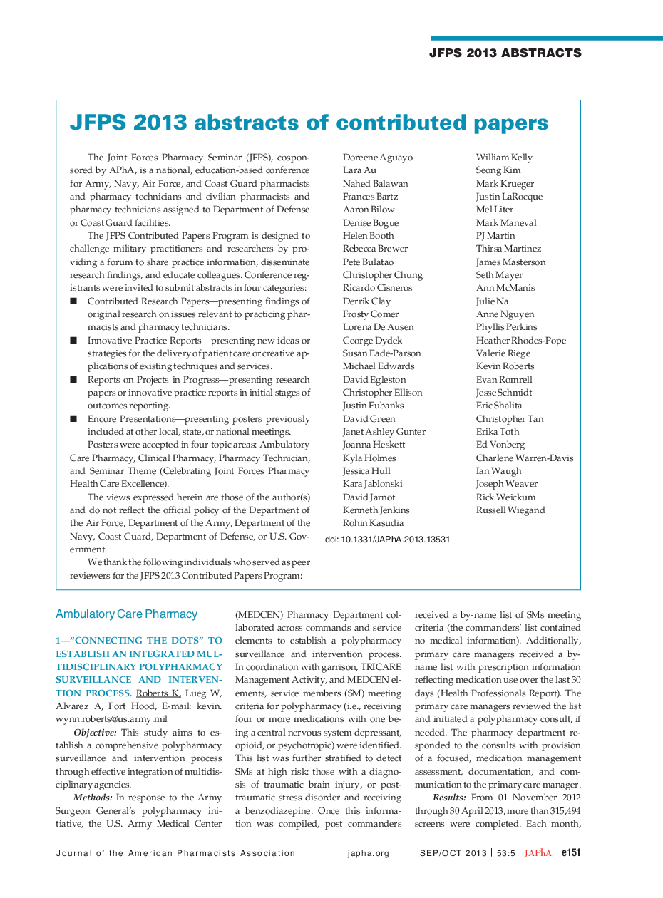 JFPS 2013 abstracts of contributed papers