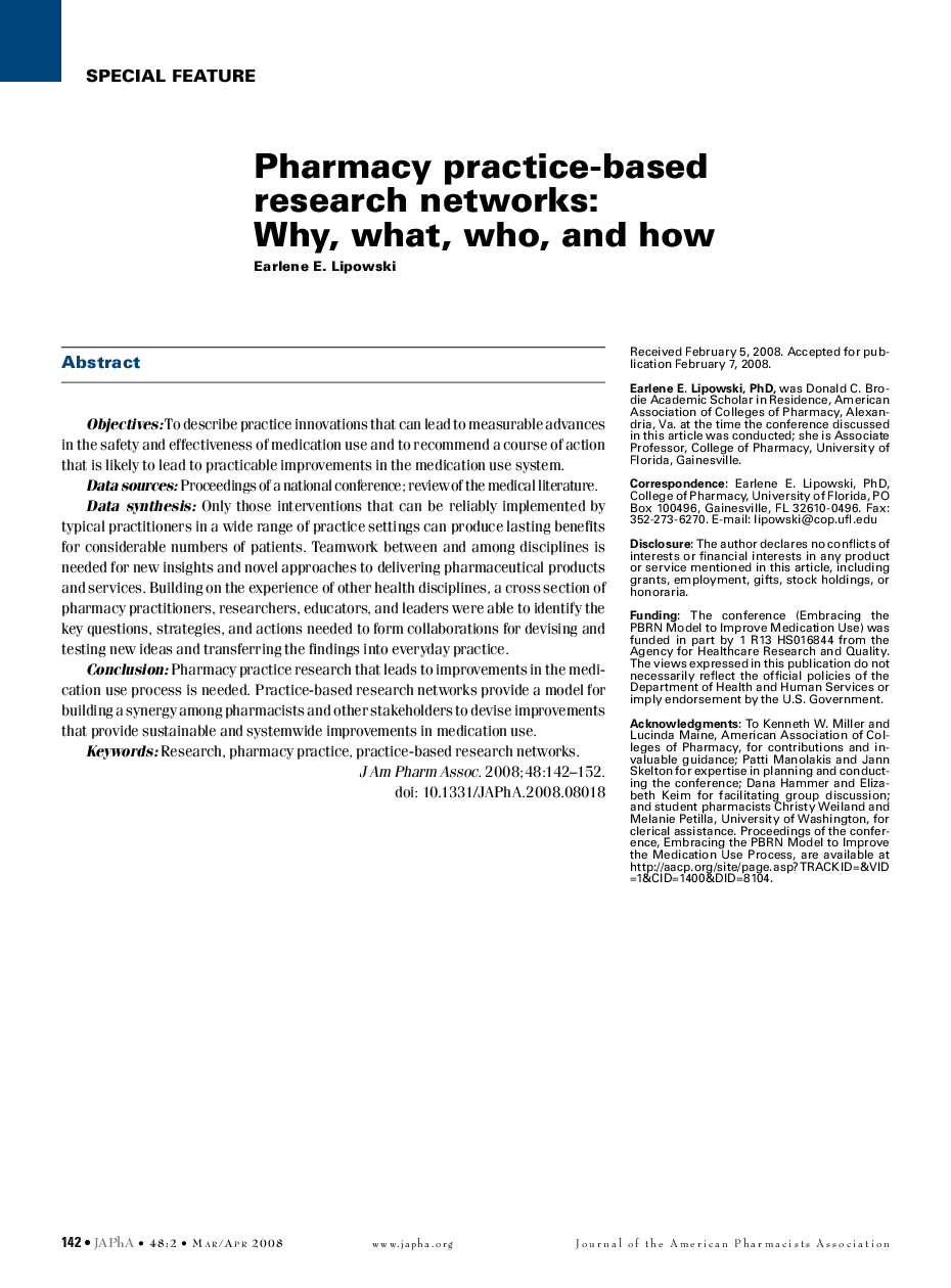 Pharmacy practice-based research networks: Why, what, who, and how