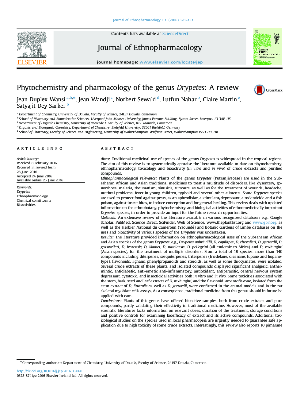 Phytochemistry and pharmacology of the genus Drypetes: A review