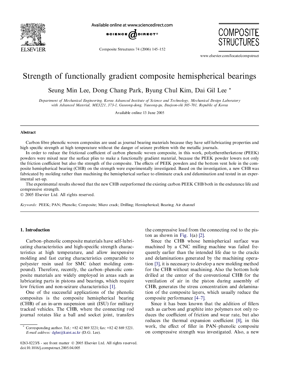 Strength of functionally gradient composite hemispherical bearings