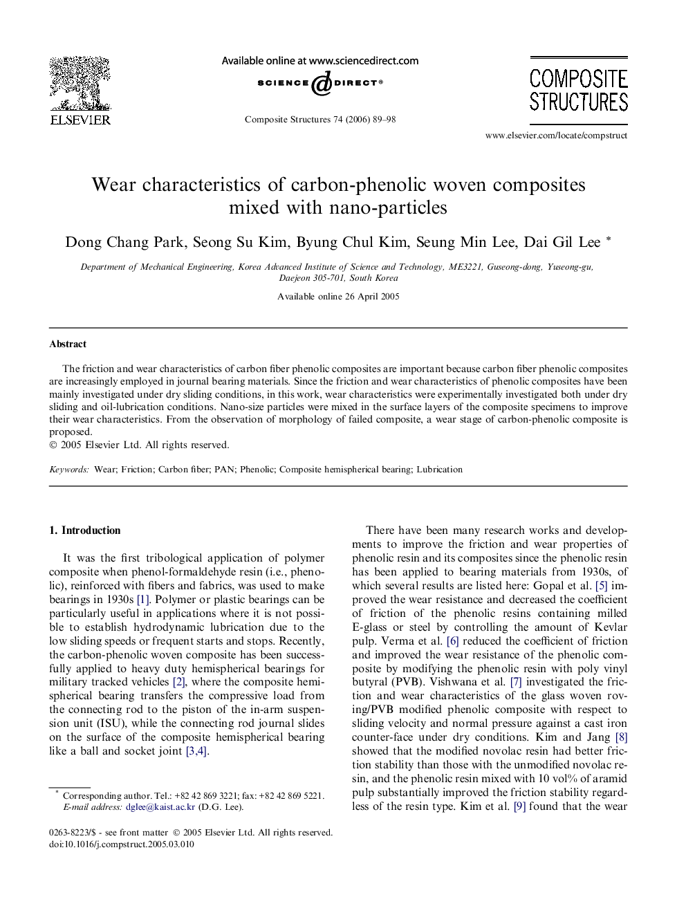 Wear characteristics of carbon-phenolic woven composites mixed with nano-particles