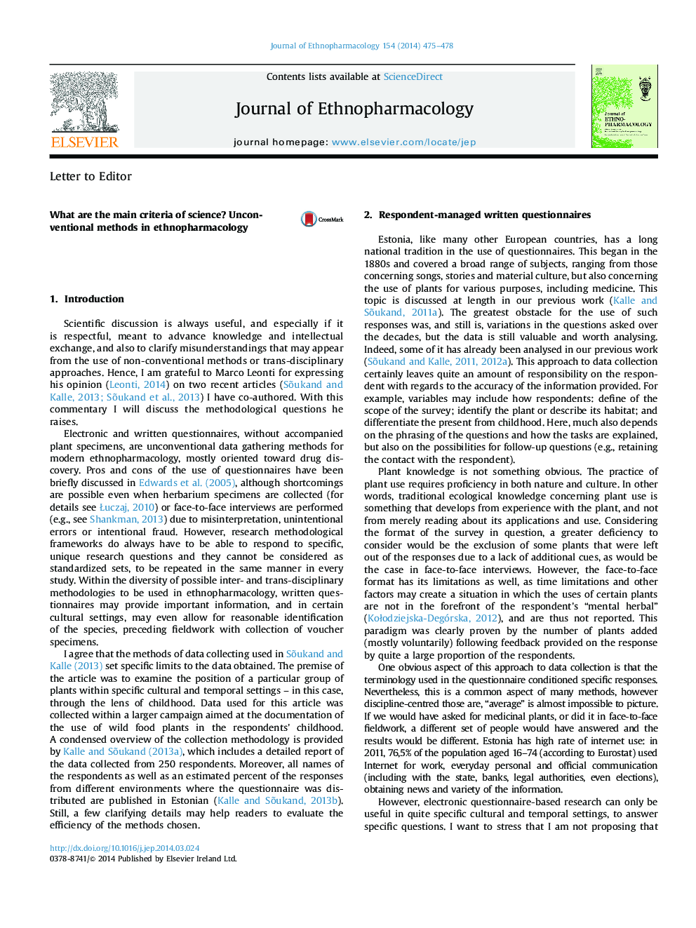 What are the main criteria of science? Unconventional methods in ethnopharmacology