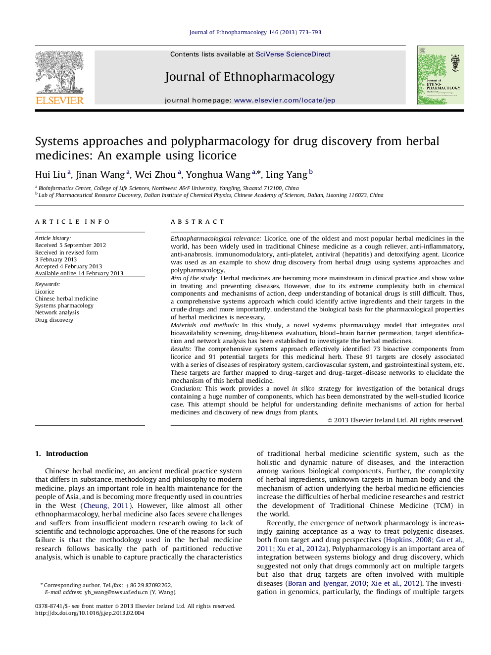 Systems approaches and polypharmacology for drug discovery from herbal medicines: An example using licorice