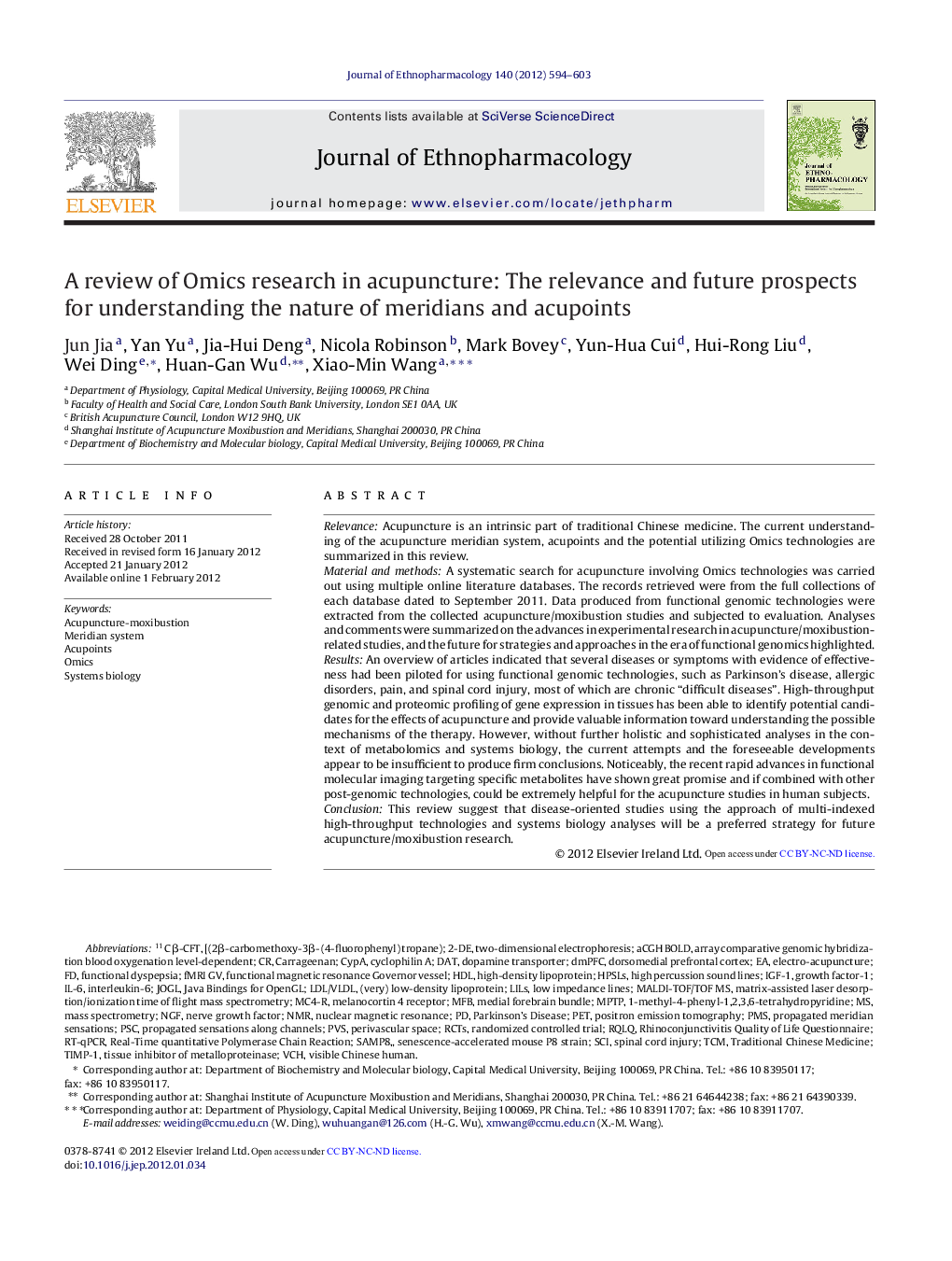 A review of Omics research in acupuncture: The relevance and future prospects for understanding the nature of meridians and acupoints