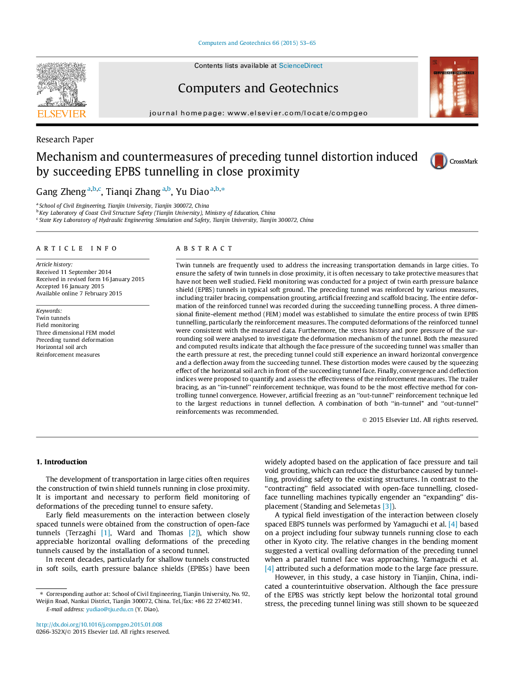 Mechanism and countermeasures of preceding tunnel distortion induced by succeeding EPBS tunnelling in close proximity