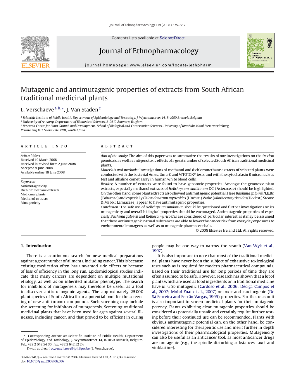 Mutagenic and antimutagenic properties of extracts from South African traditional medicinal plants