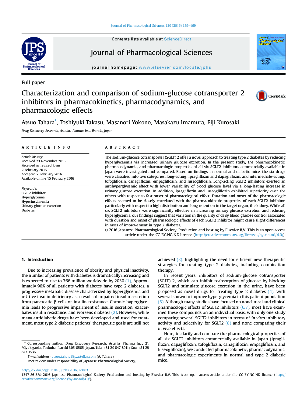 Characterization and comparison of sodium-glucose cotransporter 2 inhibitors in pharmacokinetics, pharmacodynamics, and pharmacologic effects 