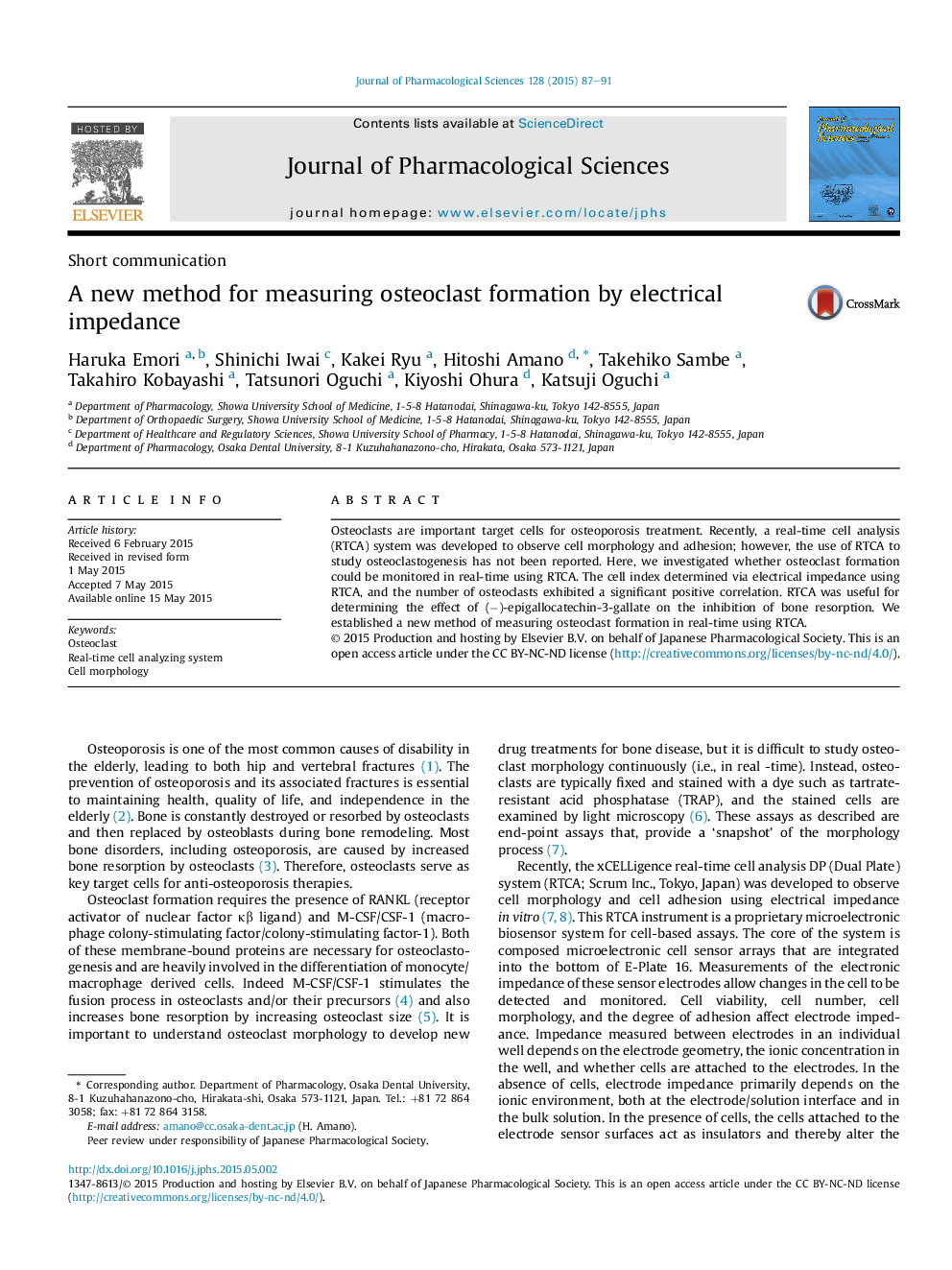 A new method for measuring osteoclast formation by electrical impedance 