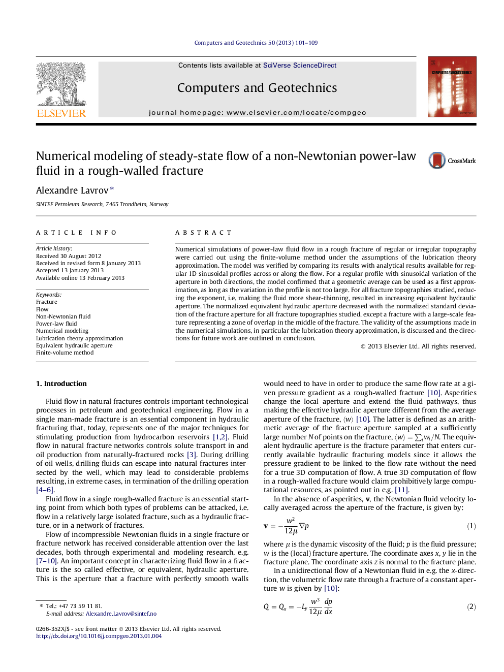 Numerical modeling of steady-state flow of a non-Newtonian power-law fluid in a rough-walled fracture