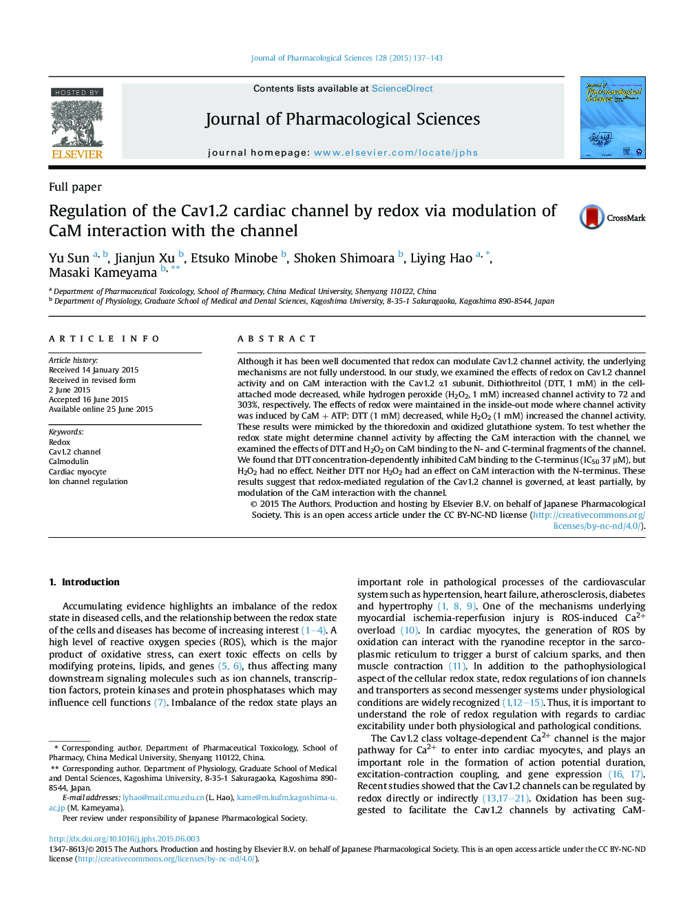 Regulation of the Cav1.2 cardiac channel by redox via modulation of CaM interaction with the channel 