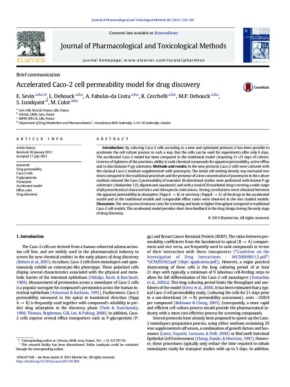 Accelerated Caco-2 cell permeability model for drug discovery