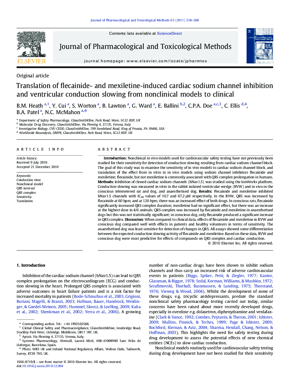 Translation of flecainide- and mexiletine-induced cardiac sodium channel inhibition and ventricular conduction slowing from nonclinical models to clinical