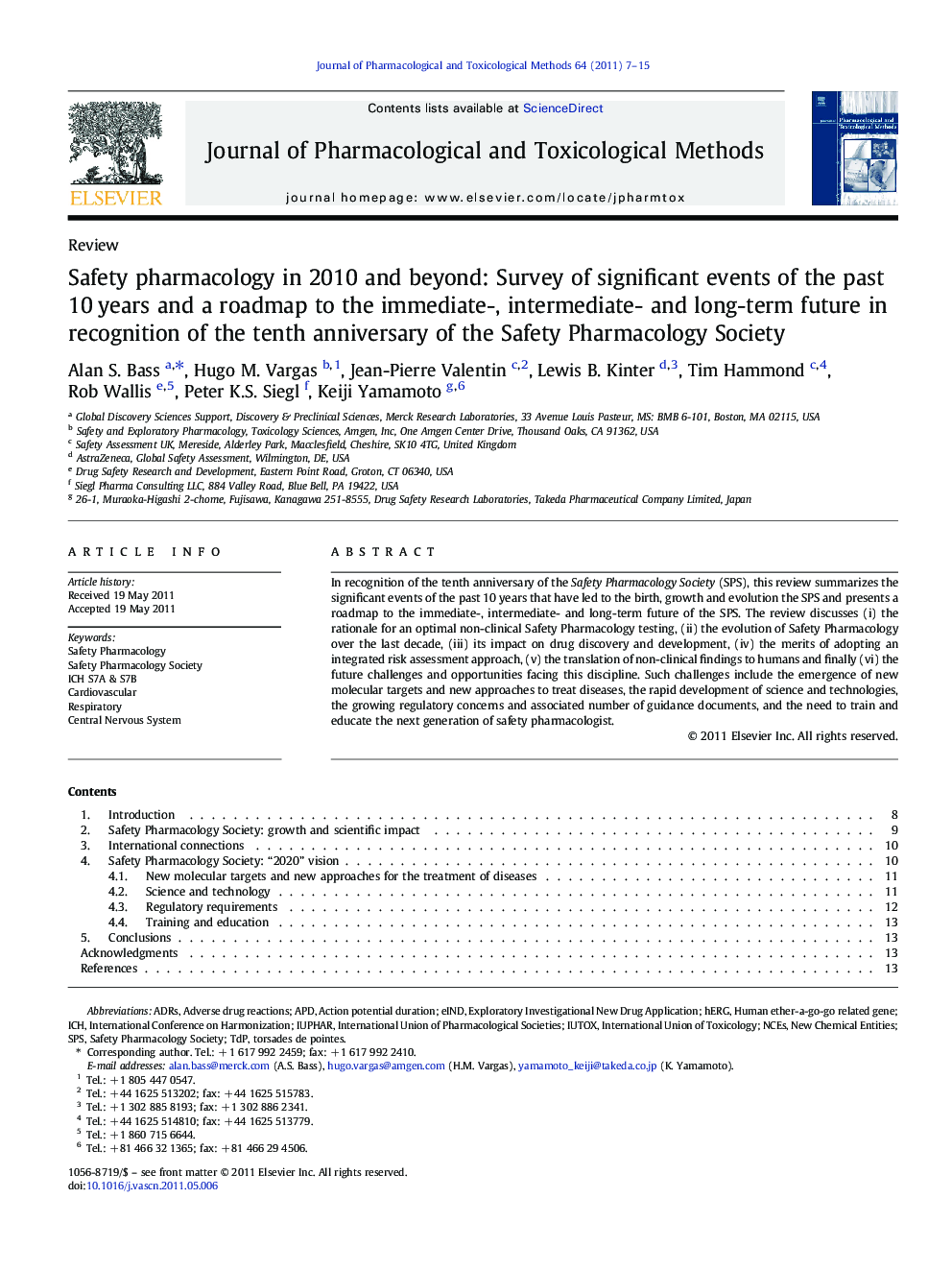 Safety pharmacology in 2010 and beyond: Survey of significant events of the past 10 years and a roadmap to the immediate-, intermediate- and long-term future in recognition of the tenth anniversary of the Safety Pharmacology Society