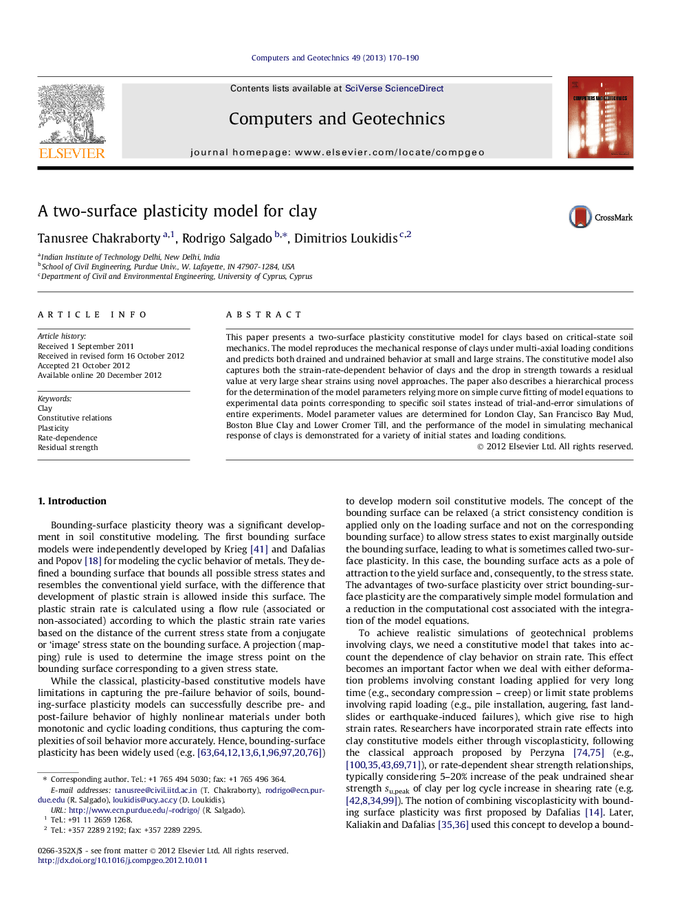 A two-surface plasticity model for clay