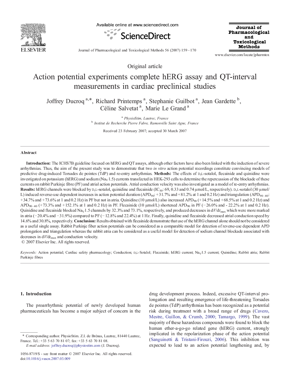 Action potential experiments complete hERG assay and QT-interval measurements in cardiac preclinical studies