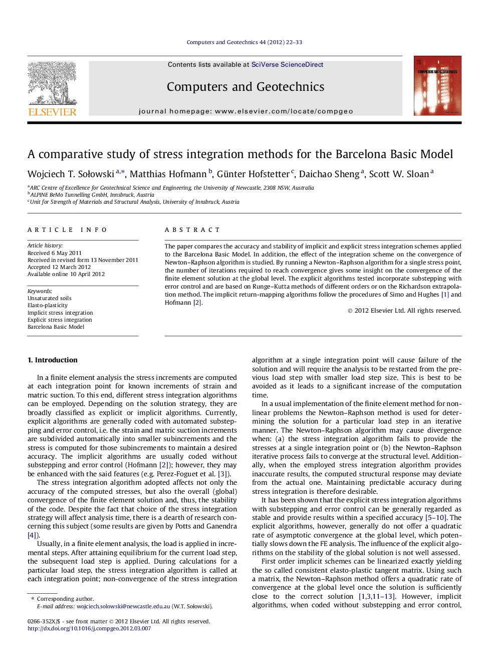 A comparative study of stress integration methods for the Barcelona Basic Model