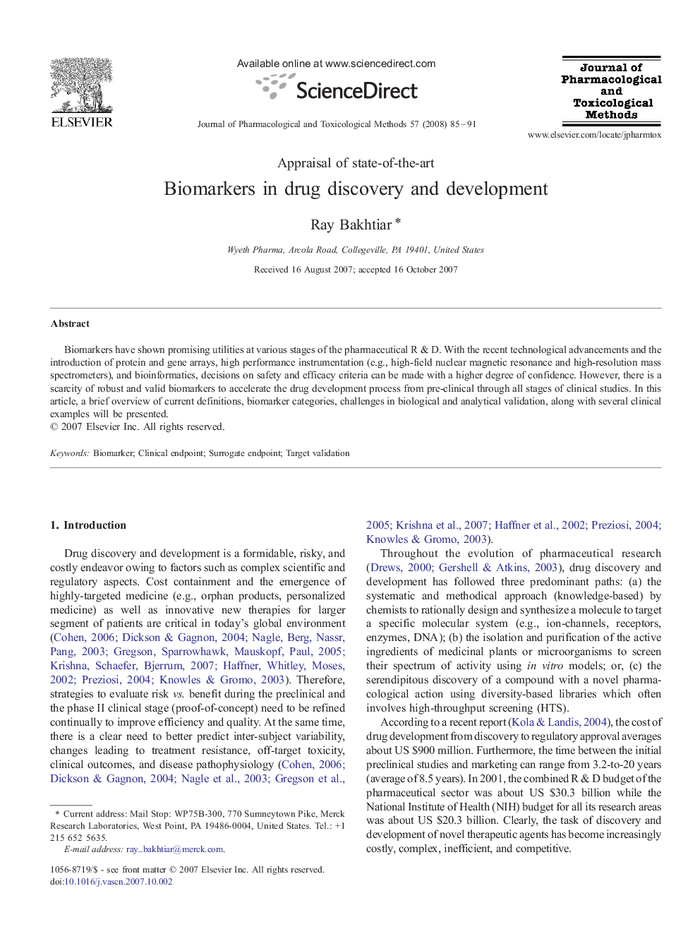Biomarkers in drug discovery and development