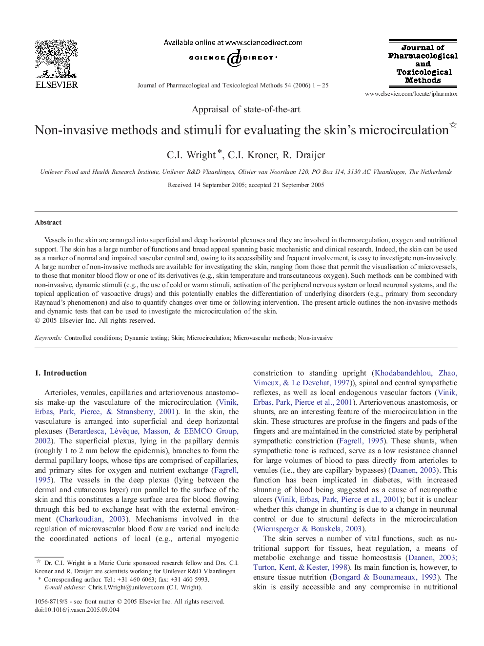 Non-invasive methods and stimuli for evaluating the skin's microcirculation 