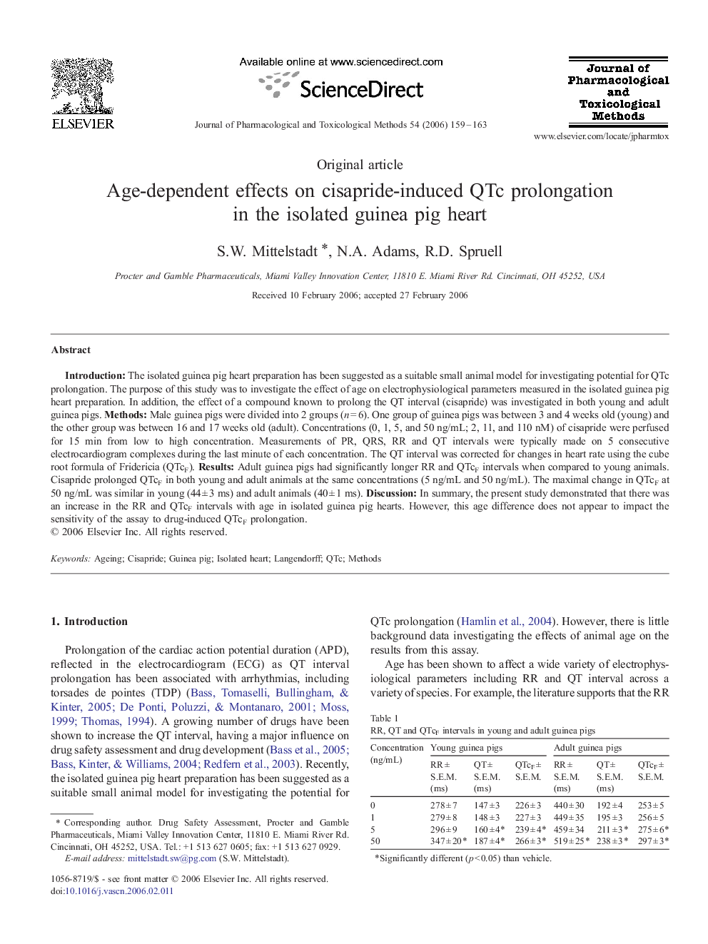 Age-dependent effects on cisapride-induced QTc prolongation in the isolated guinea pig heart