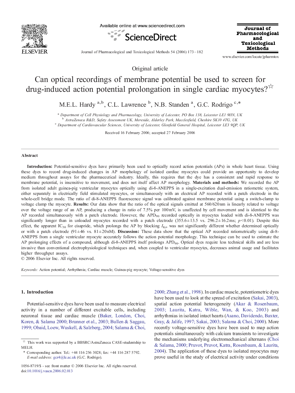 Can optical recordings of membrane potential be used to screen for drug-induced action potential prolongation in single cardiac myocytes? 