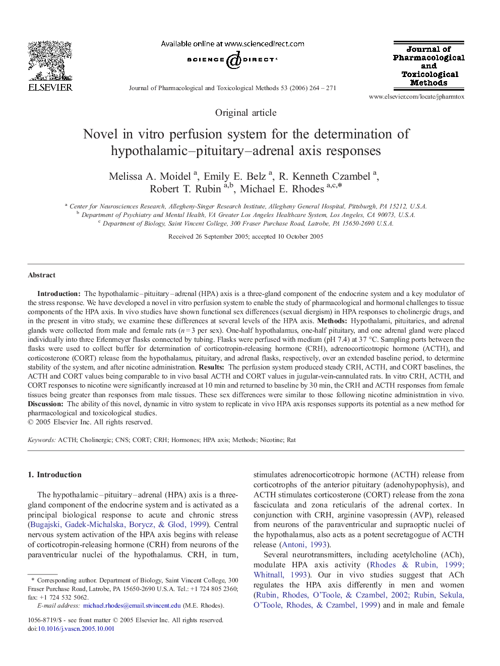 Novel in vitro perfusion system for the determination of hypothalamic–pituitary–adrenal axis responses