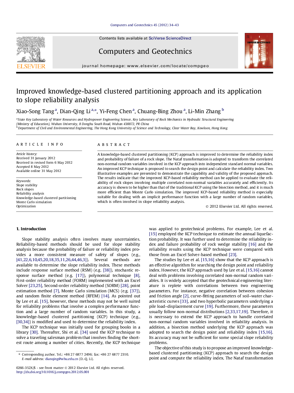 Improved knowledge-based clustered partitioning approach and its application to slope reliability analysis