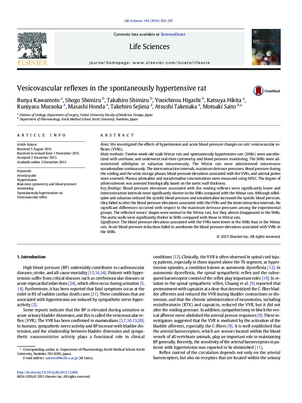 Vesicovascular reflexes in the spontaneously hypertensive rat