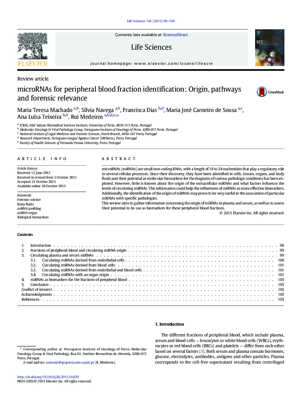 microRNAs for peripheral blood fraction identification: Origin, pathways and forensic relevance