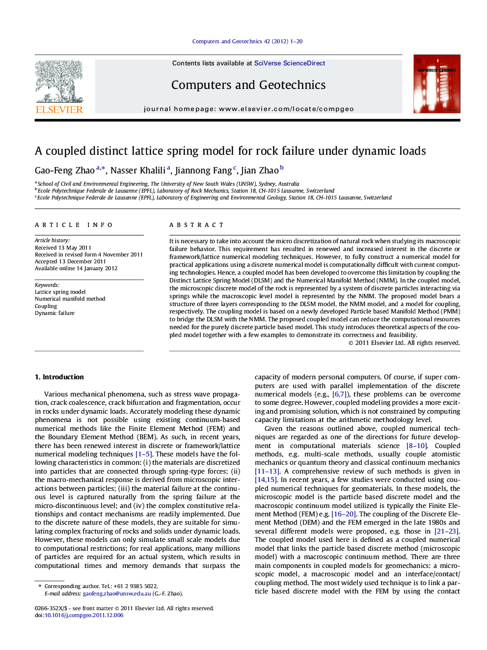 A coupled distinct lattice spring model for rock failure under dynamic loads