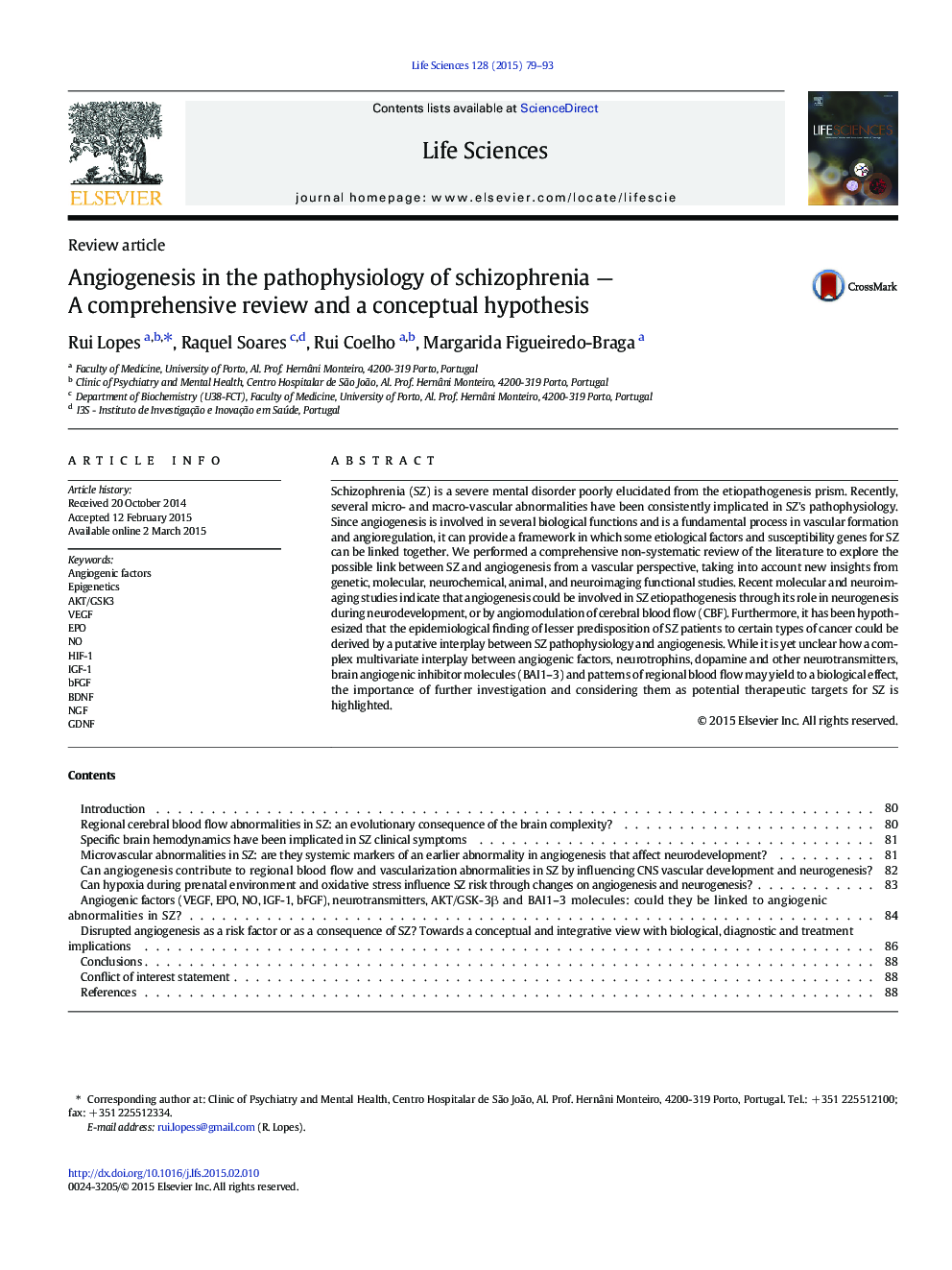 Angiogenesis in the pathophysiology of schizophrenia — A comprehensive review and a conceptual hypothesis