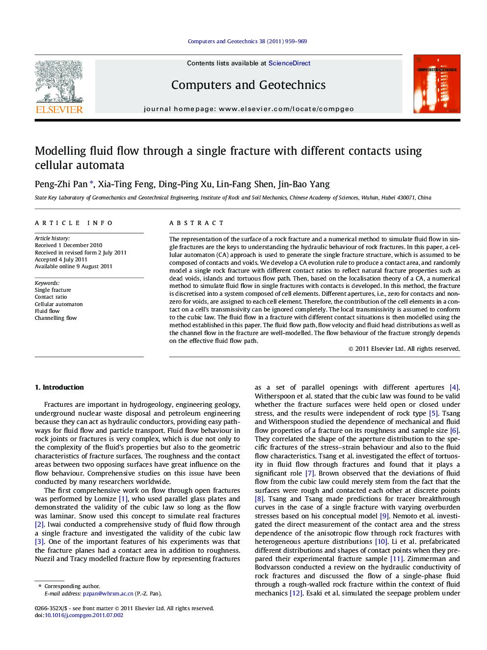 Modelling fluid flow through a single fracture with different contacts using cellular automata