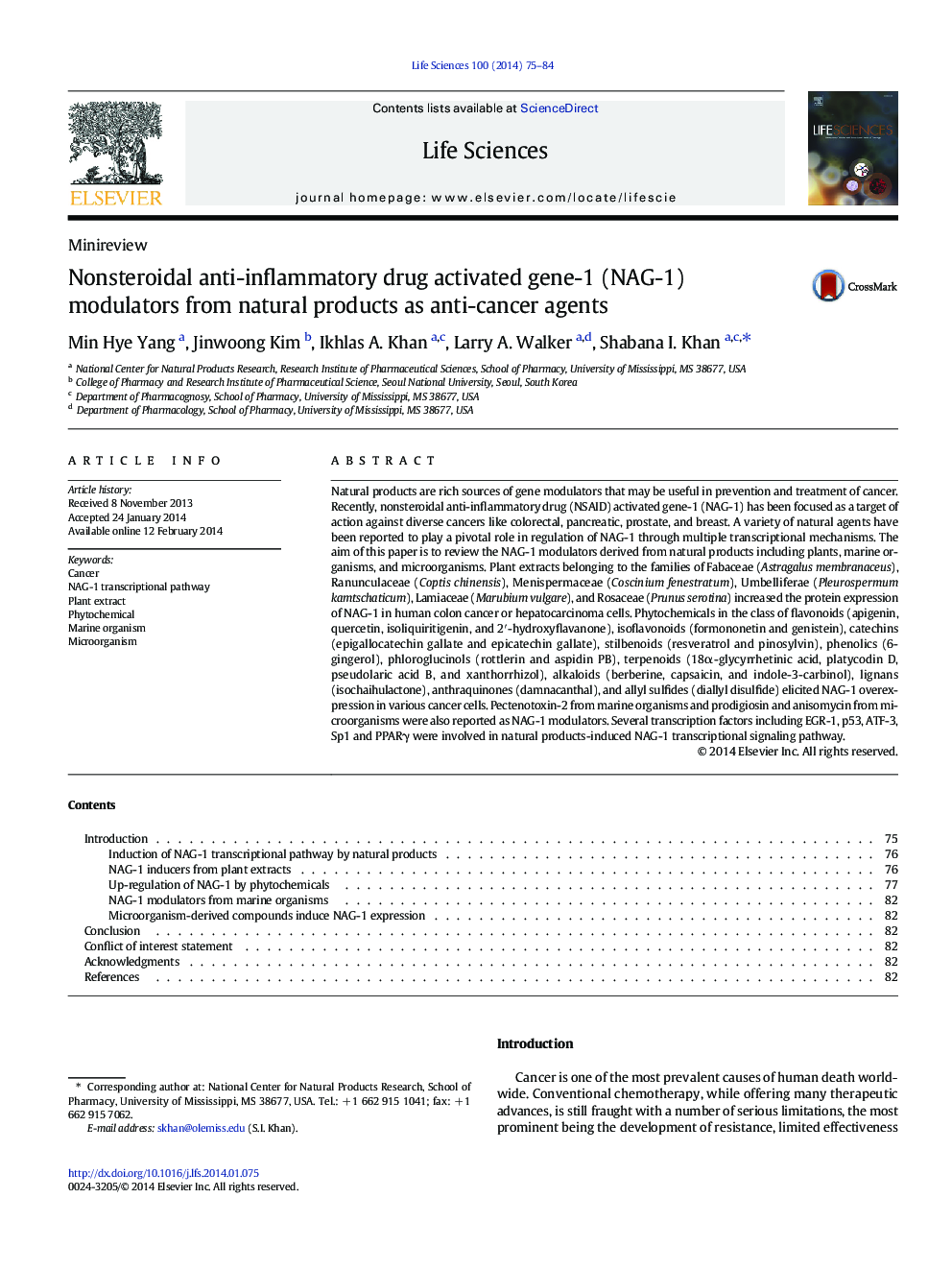 Nonsteroidal anti-inflammatory drug activated gene-1 (NAG-1) modulators from natural products as anti-cancer agents