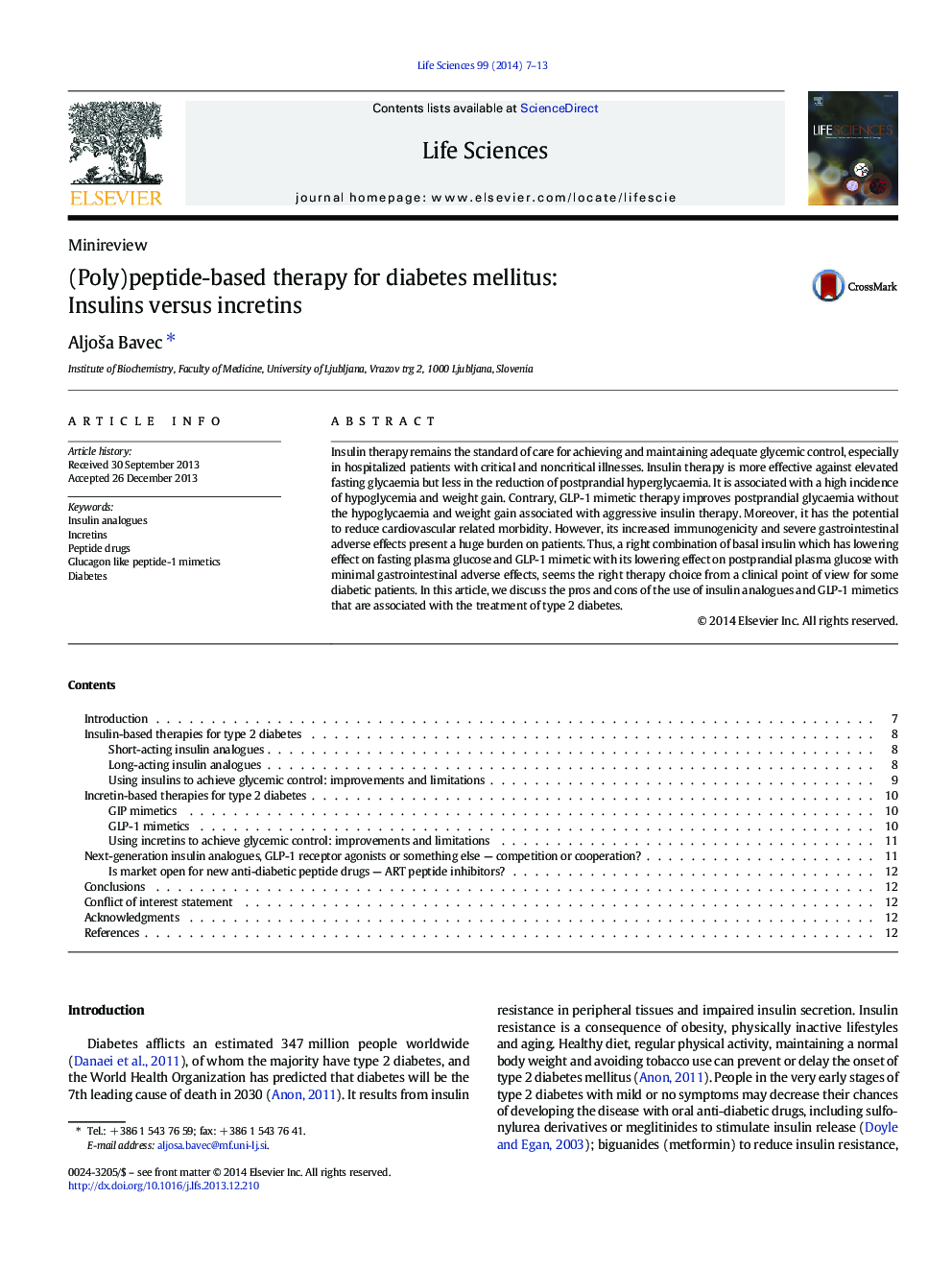 (Poly)peptide-based therapy for diabetes mellitus: Insulins versus incretins