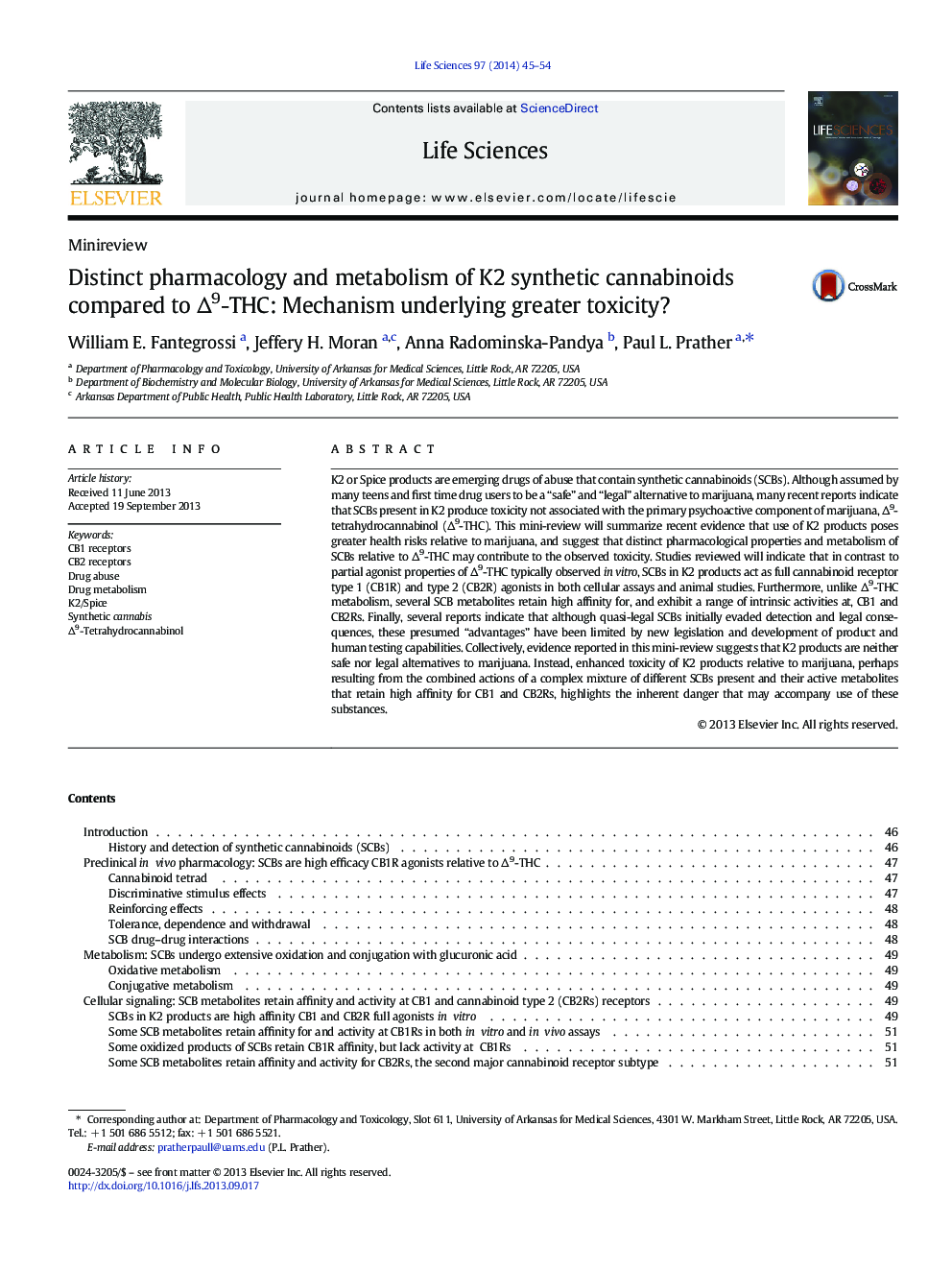 Distinct pharmacology and metabolism of K2 synthetic cannabinoids compared to Δ9-THC: Mechanism underlying greater toxicity?