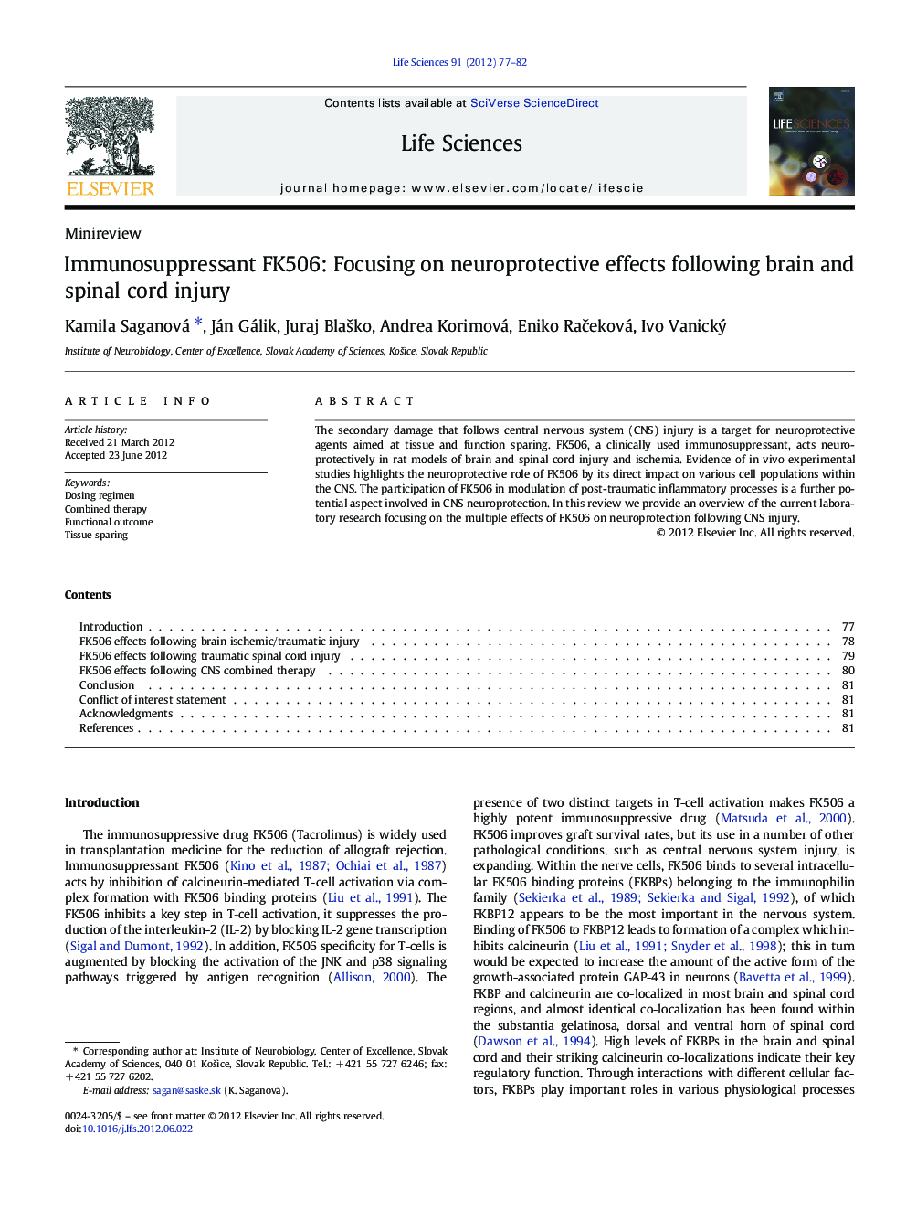 Immunosuppressant FK506: Focusing on neuroprotective effects following brain and spinal cord injury