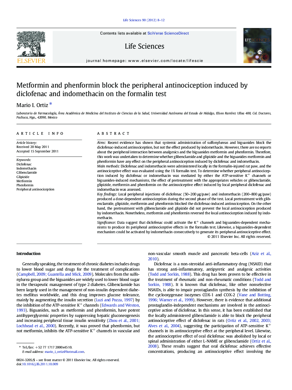 Metformin and phenformin block the peripheral antinociception induced by diclofenac and indomethacin on the formalin test