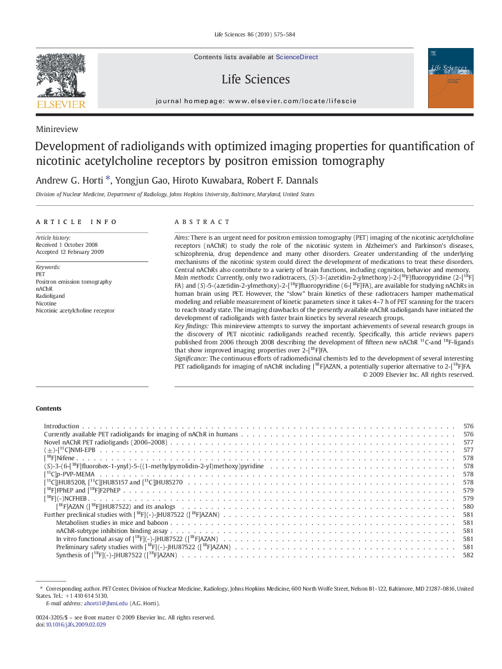 Development of radioligands with optimized imaging properties for quantification of nicotinic acetylcholine receptors by positron emission tomography