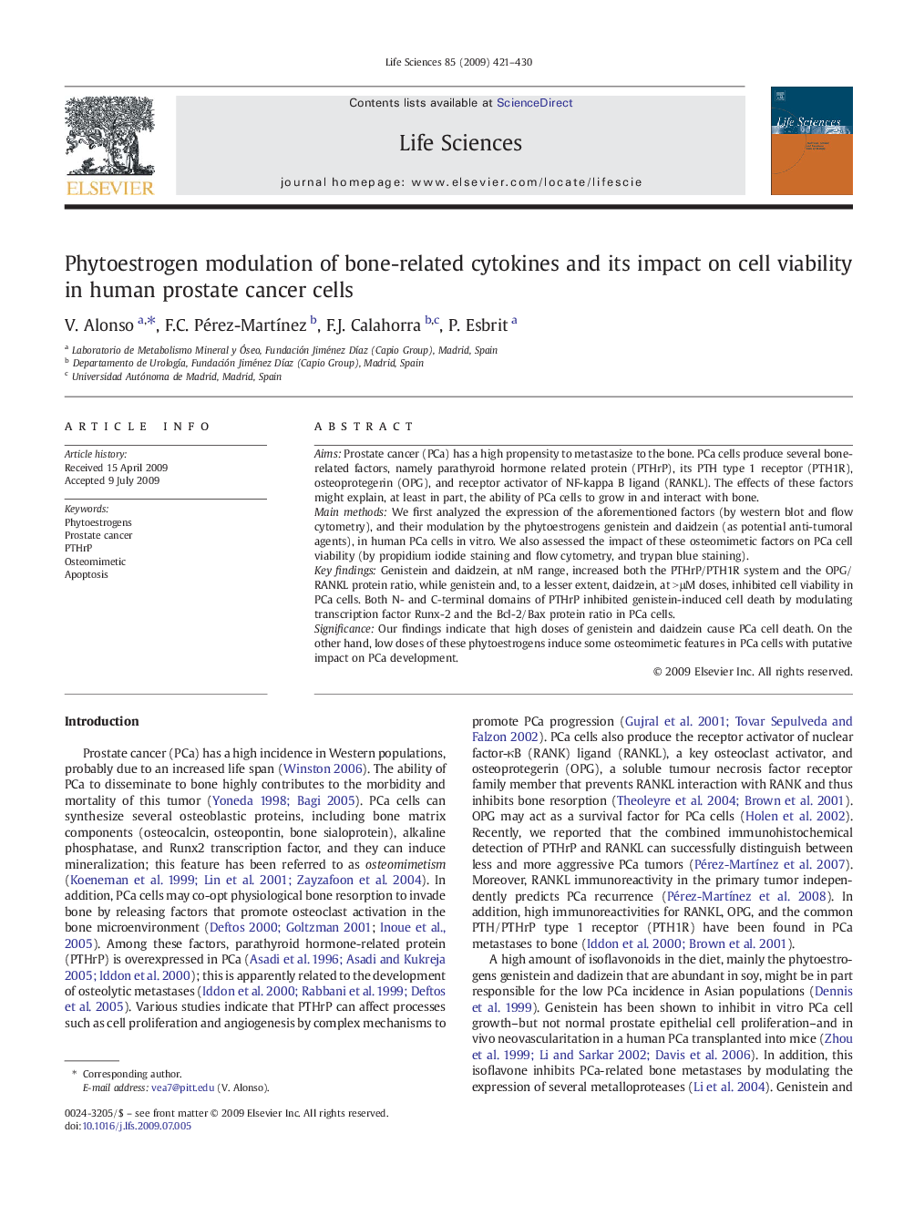 Phytoestrogen modulation of bone-related cytokines and its impact on cell viability in human prostate cancer cells