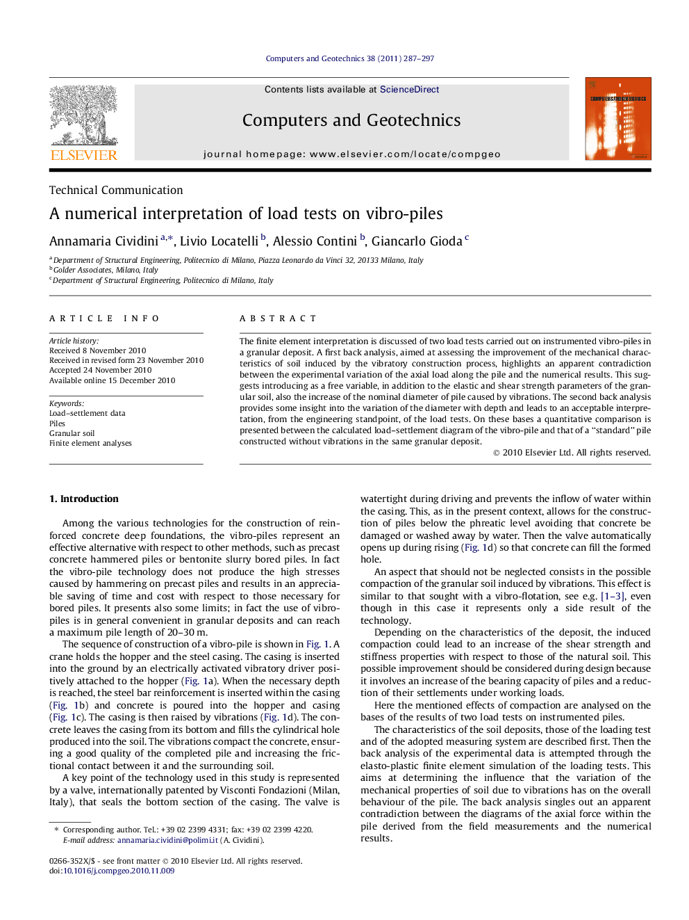 A numerical interpretation of load tests on vibro-piles