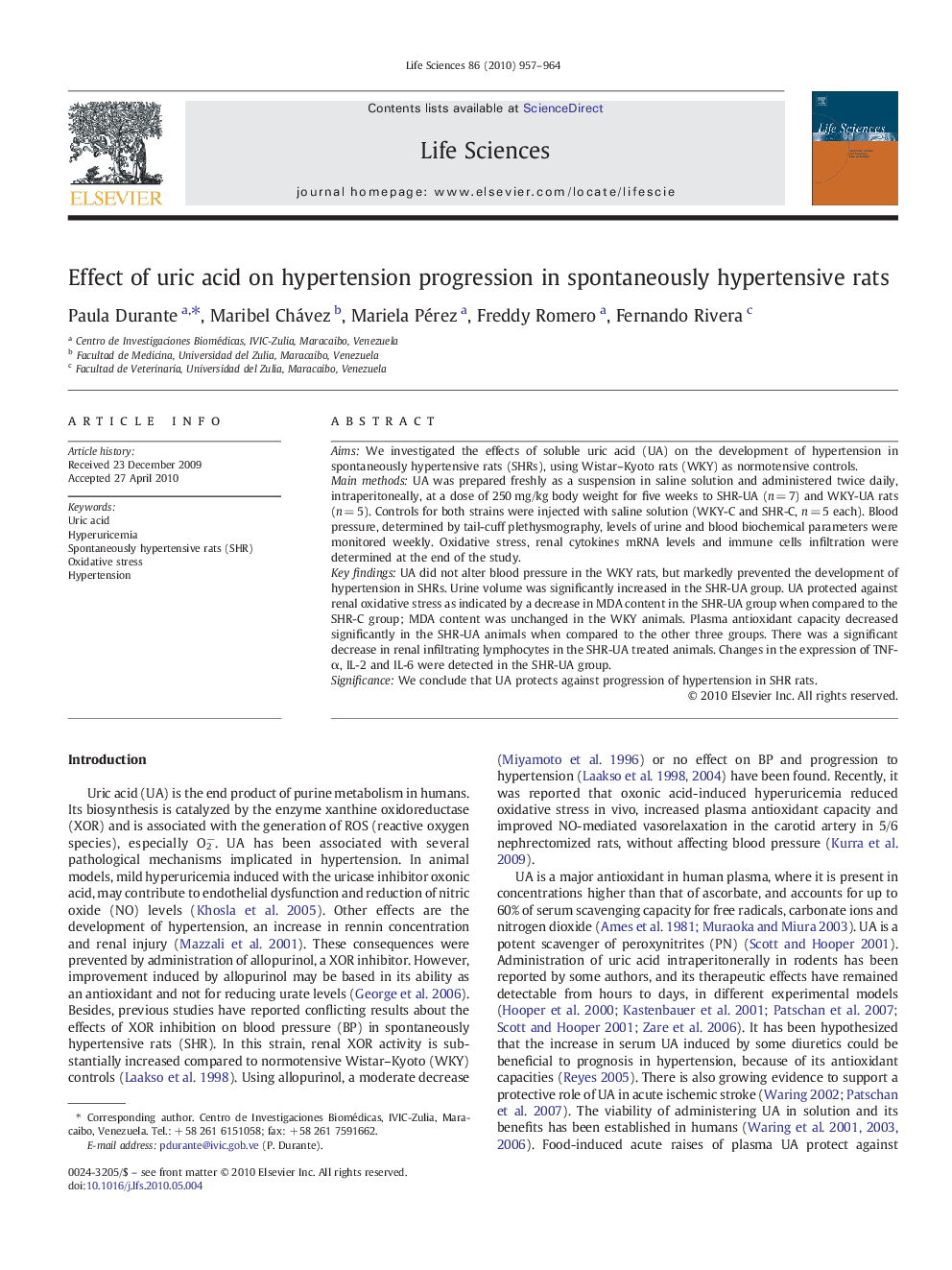 Effect of uric acid on hypertension progression in spontaneously hypertensive rats